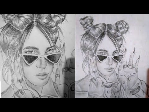 Drawing Billie eilish ||#shorts || simple arts with mufeeda
