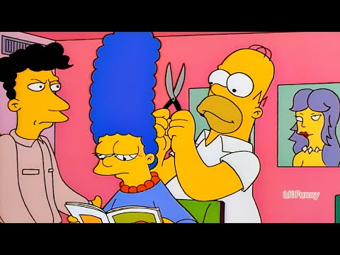 Los Simpson - Homero Intenta Cortar El Cabello De Marge Con Tijeras Y Todos Se Preocupan