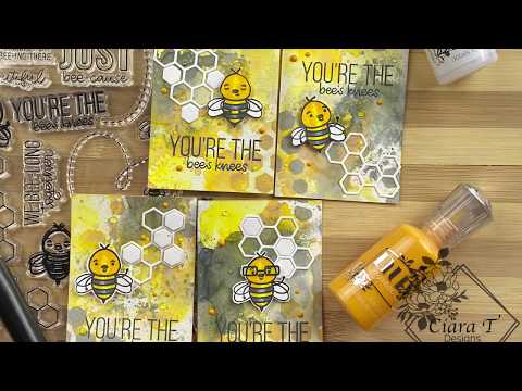 Messy distress oxide Bumble Bee Artist Trading Card