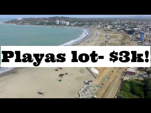 $3k LOT on SUNNIEST beach in Ecuador, Playas Villamil NEAR beach lot, 4 blocks off beach, 108m2