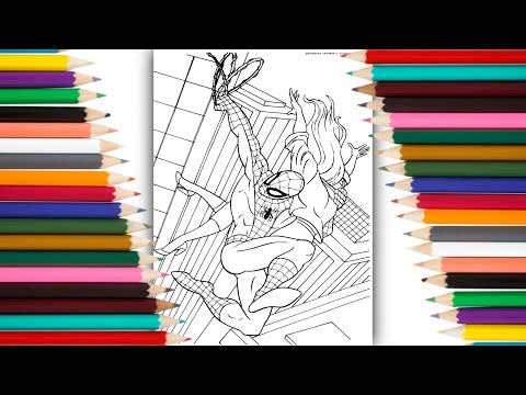 Spider man and his girlfriend coloring page. Spider man saves a girl coloring pages