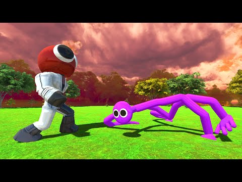 Rainbow Friends Purple vs Rainbow Friends Red - Animal Revolt Battle Simulator