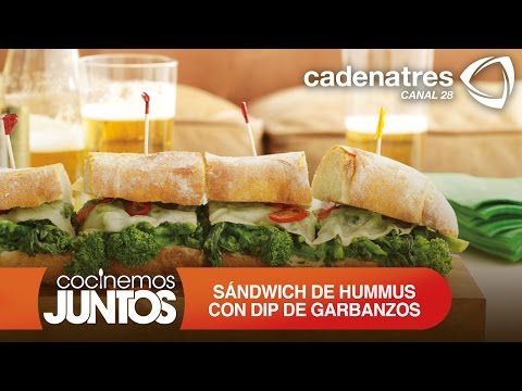 Receta sándwich de hummus con dip de garbanzos y vegetales