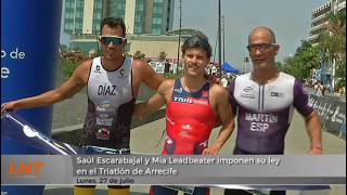 Sa&uacute;l Escarabajal y Mia Leadbeater imponen su ley en el Triatl&oacute;n de Arrecife