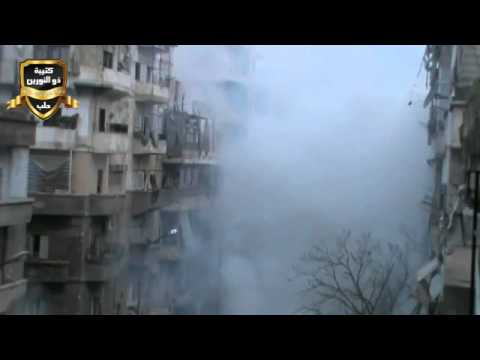 تفجير مبنى تتمركز به قوات النظام في حي صلاح الدين في مدينة حلب من قبل كتيبة ذو النورين