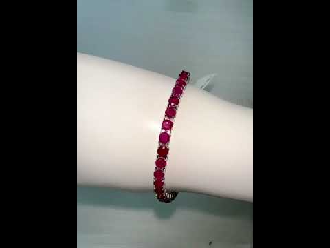 12.04 CT Ruby Bracelet in 14K White Gold./ unique gifts for him and