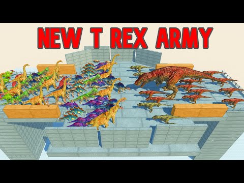 NEW T-REX ARMY on destructible SKY COLOSSEUM VS ALL UNITS - animal revolt battle simulator