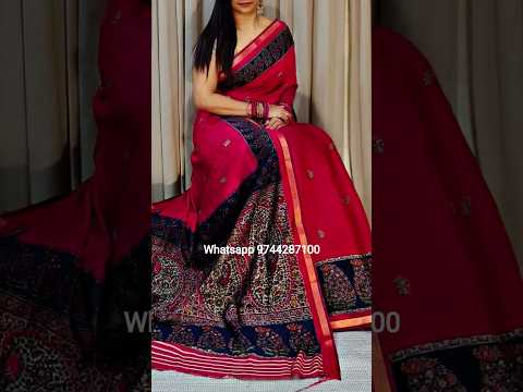 Beautiful KATHA SILK  sarees with all over design along with gold zari border #neel #trending