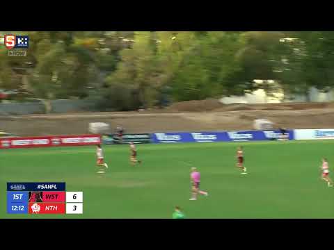 Rd 5 SANFL Snapshot - North's Nigel Lockyer Jnr uses his body on goalline