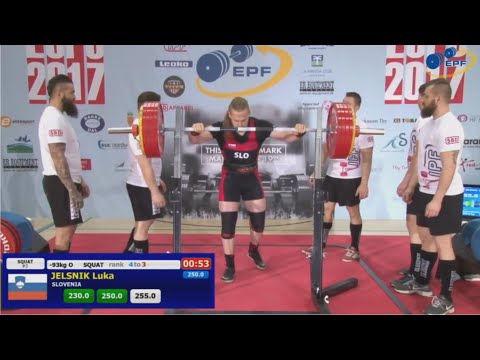 Luka Jelšnik, Men Open, 93 kg,  European Classic Powerlifting Championships 2017