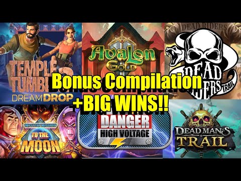 Thumbnail for video: Bonus Compilation + Community BIG WINS!! To The Moon, Dead Riders Bonus Trail, Danger HV & Much More