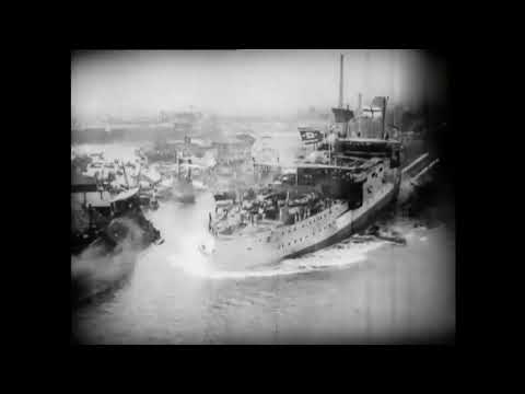 Launch of H.M.S. Albion at Blackwall  (1898) Prestwich