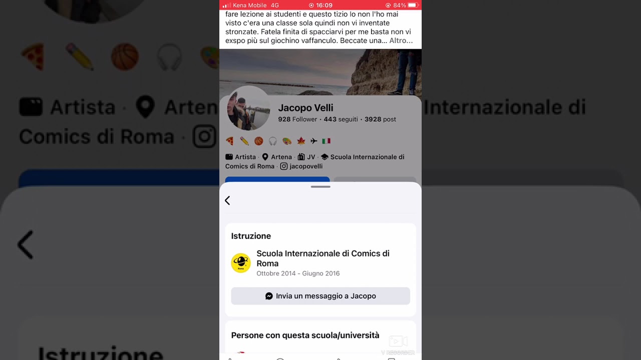Addirittura che frequenta la mia scuola e signor Jacopo velli quando ci siamo incontrati io e lei 