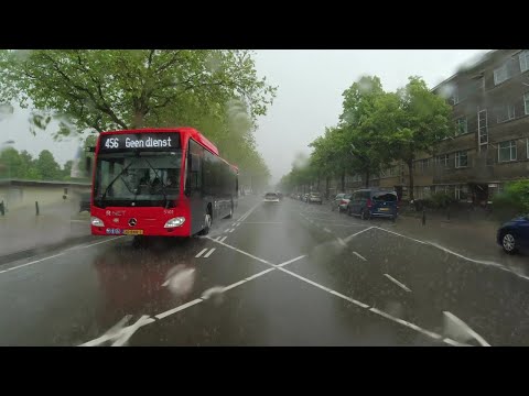 HTM lijn 26: Den Haag Kijkduin - Station Den Haag HS v.v. | regen | 2021 | 4K