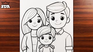 Easy Family Drawing Tutorial for Beginners ✏️ | Draw a Family in Minutes