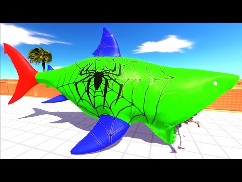 DEATH RUN vs GREEN SPIDERMAN MEGALODON - Animal Revolt Battle Simulator