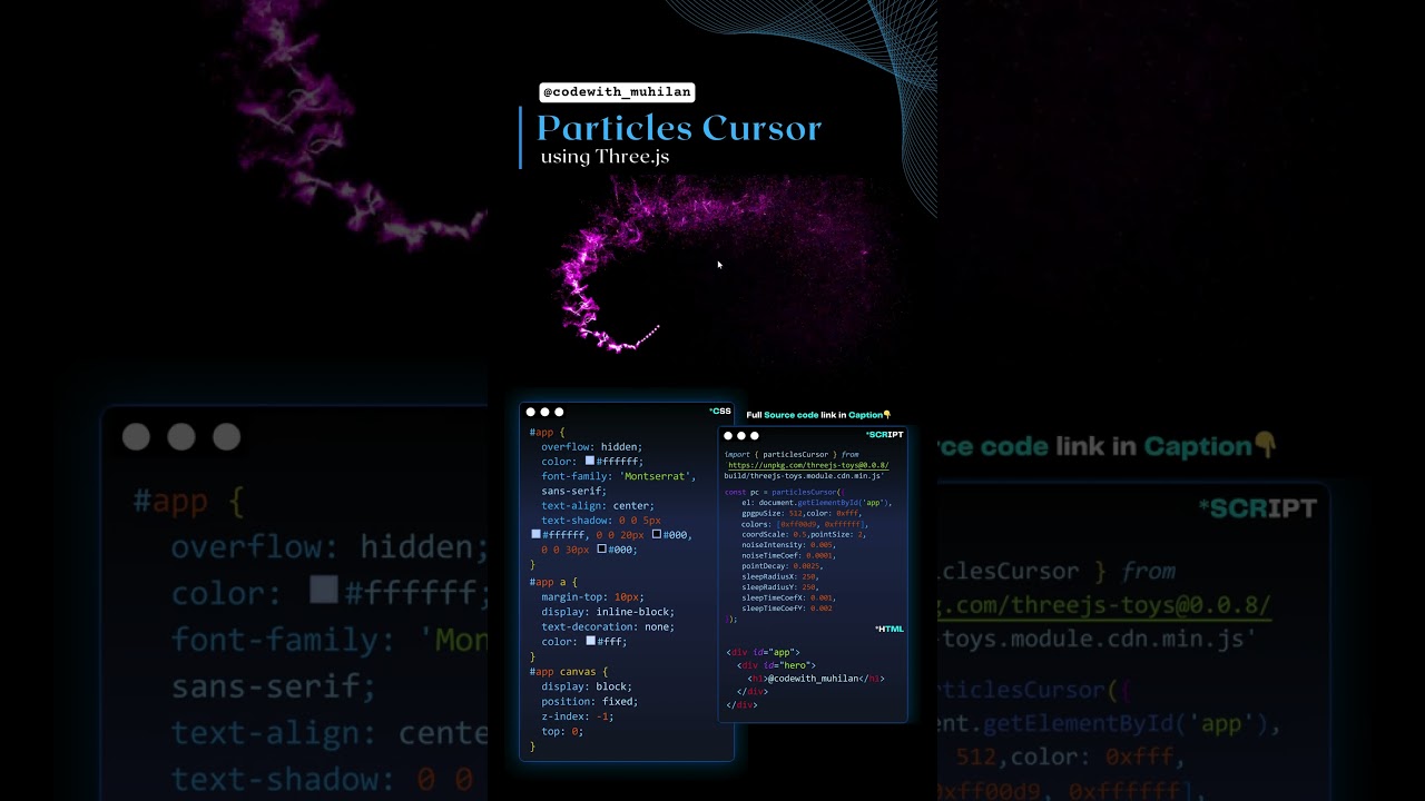 Particles Cursor Pink #codewith_muhilan #css #coding