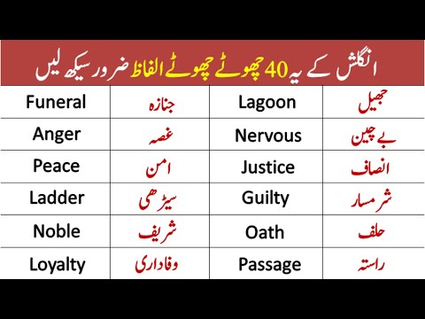40 Basic English Vocabulary Words with Urdu Meanings| English Vocabulary Course | English with Saba