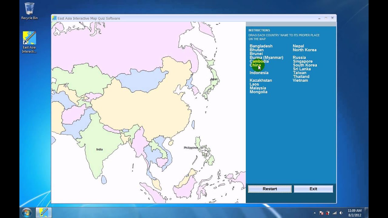 How To Use East Asia Interactive Map Quiz Software