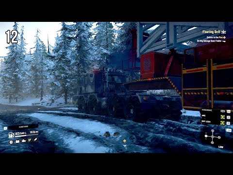 SnowRunner Gameplay Walkthrough Part 012 - Floating the Drill with Kolob in Alaska