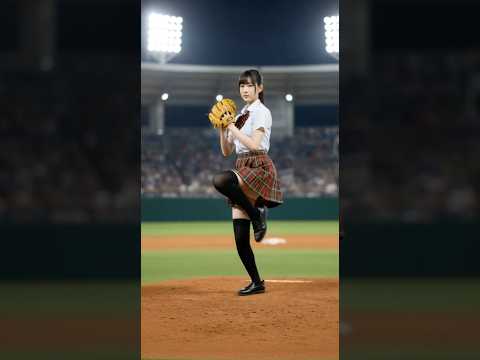 日本の女子高生の始球式
