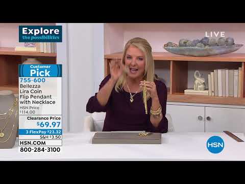 Bellezza Lira Coin Bronze Flip Pendant with CurbLink Nec...