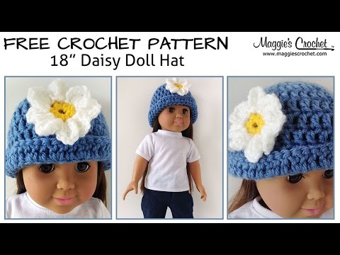 Daisy Hat for an 18" Doll Free Crochet Pattern - Right Handed