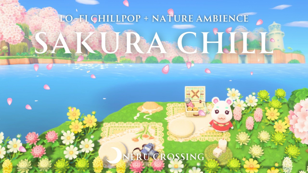 【あつ森BGM】あたたかな春。桜島でお花見を楽しむリラックスBGM｜Lofi Chillpop＋川の流れる音、鳥のさえずり｜途中広告なし｜3時間｜作業用・勉強用・モーニングBGM【ACNH】