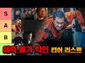 쳐다보면 오줌 지리는 작품 속 《예측 불가 악인》 티어리스트