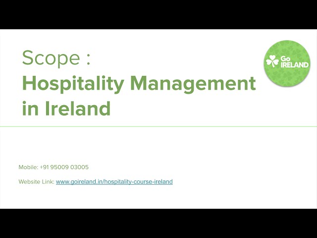 Scope of Hospitality Management in Ireland