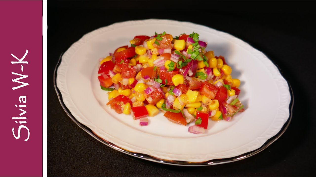 Maissalat mit rotem Paprika und Sauerrahmdressing - Einfache Rezepte