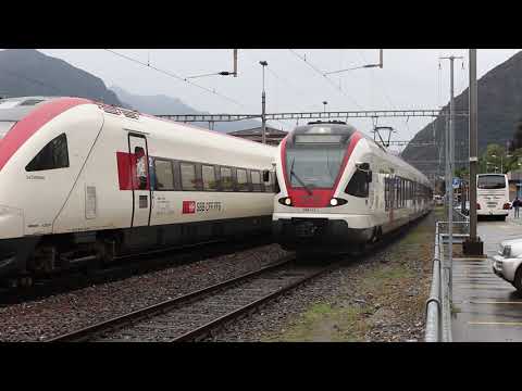 "TiLo" Treni Regionali Ticino-Lombardia (SBB-TRENORD) treinstel 524 111 van station Lugano