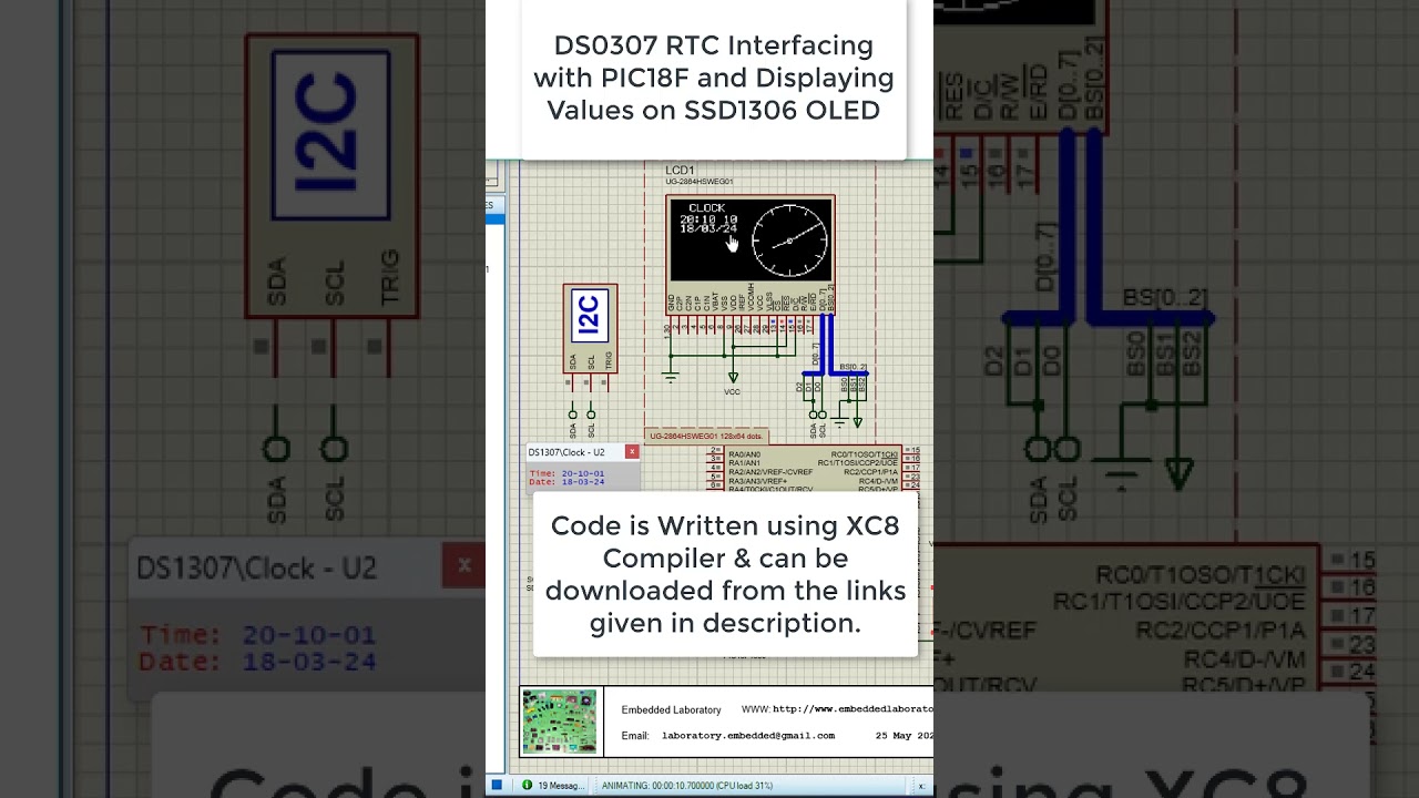 Analog Clock using OLED and PIC Microcontroller #ssd1306 #pic18