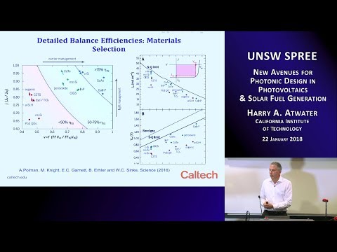 UNSW SPREE 201801-22 Harry Atwater - New avenues in photovoltaics and solar fuel generation