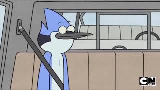 the electropop road trip scene in regular show but zipper by brockhampton playing instead