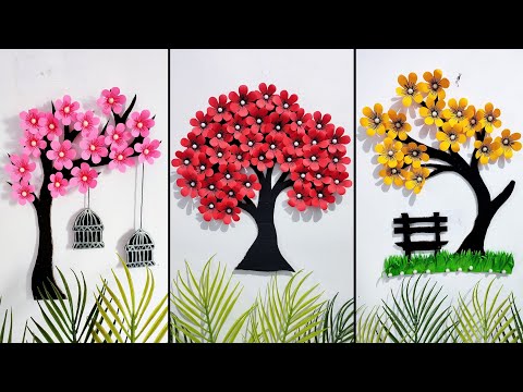 Best paper craft for home decor | Unique tree wall hanging craft | Diy paper flower wall decoration