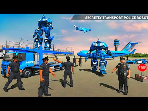 US NYPD Police Robot Car Transporter: Motor bike Car Robot Transform | Live Android Gameplay