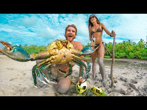 RARE GIANT CRAB! Catch & Cook In A Coconut