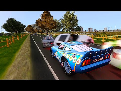 Crazy Dinoco McQueen Crashes - GTA 4 Real Car Crashes Ep.73