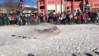 preview picture of video 'Epic faceplant during Leadville Ski Joring 2015'