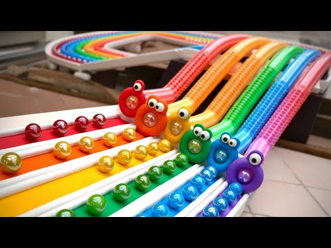 Marble Run Race 1000 Marbles Rain Gutter VS Mega Whirlpool ASMR Amakandu
