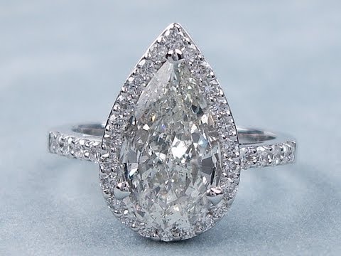 2.57 ctw Pear Shape H SI3 Diamond Engagement Ring - BigDiamondsUSA
