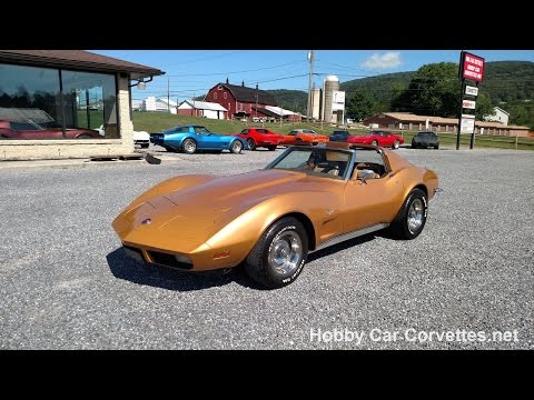 1973 Metallic Yellow Corvette Stringray 454 4spd For Sale Video