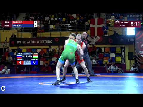 1/4 GR - 60 kg: S. EMELIN (RUS) v. E. TORBA (HUN)