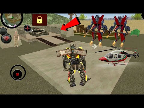 Robot Shark (Transformer Truck Destroy Army Helicopter + Tanks ) Robot Fight on Army Base