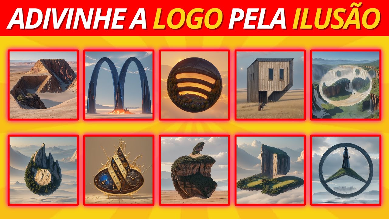 Adivinhe a Logo Escondida pela Ilusão | Fácil, Médio, Difícil e Impossível | Detona Quiz