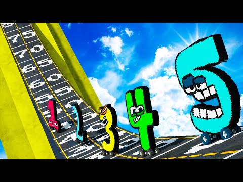 Number Lore Cars vs DANGEROUS SLOPE in Teardown