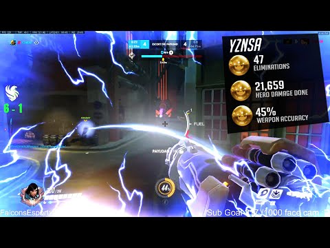 Yznsa Top 500 Pharah + Nano and Mercy Boost = Insane DPS! 47 elims! POTG! [ Overwatch Season 29 ]