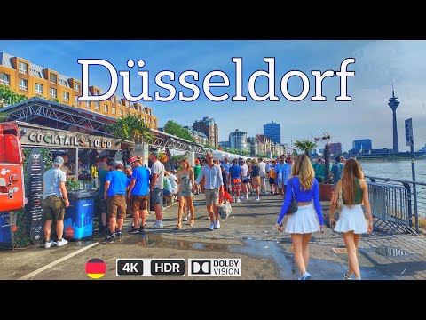 Düsseldorf Alemanha, passeio a pé na cidade de Düsseldorf 4k 60fps