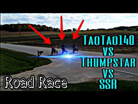 TaoTao 140cc vs Thump⭐ 125cc vs SSR 110cc Pit Bike Road Race!! |How FAST vs DBX1| Pit Bike Drag Race